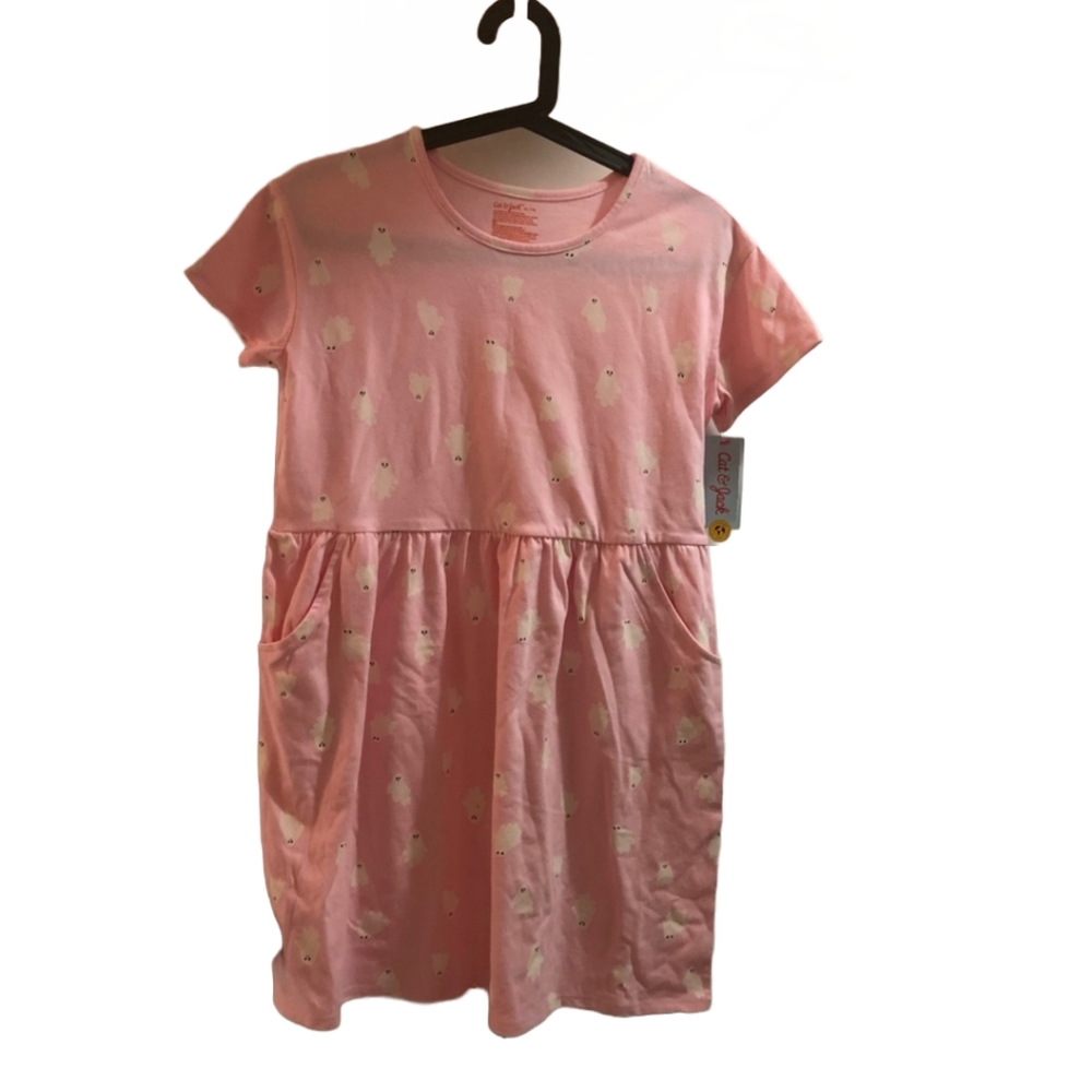 NWT Cat &Jack Girls Short sleeve Dress size XL 14 With Side Pockets